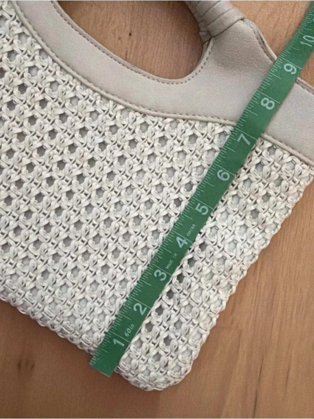 Anthropologie Morgan Woven Tote Bag Purse Structured Handle Ivory NWOT Wedding - Picture 6 of 7